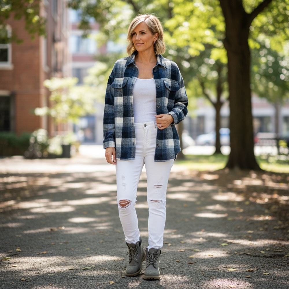 EIGHTY THREADS blues part wool shacket S M L